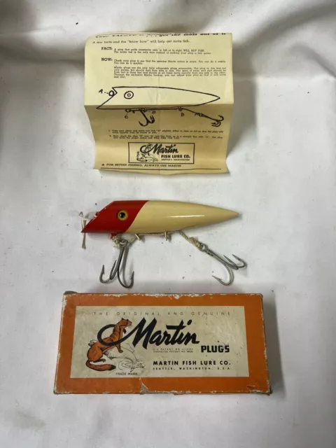 Martin Vintage Salmon Plug and Box Lure J-Plug Lure white red 海外 即決