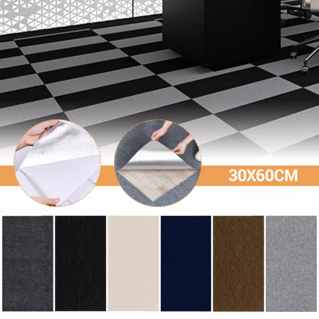 1-60x Carpet Tiles Commercial Retail Office Premium Flooring Self Adhesive 30*60