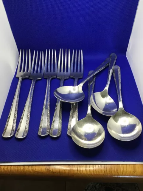 RODD Nemesia cutlery 4 Soup Spoons  & 5 Dinner forks  19.5cm VG used Cond