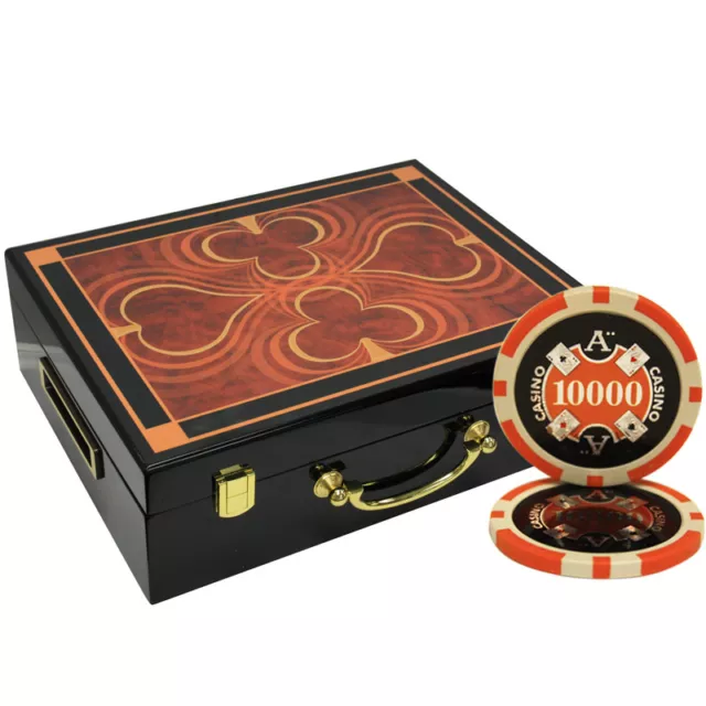 Mrc Poker 500Pc 14G Ace Casino Clay Poker Chips Set High Gloss Wood Case