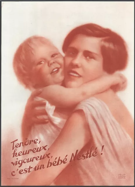 Original XL Reklame, Werbung 1929 - Bébé Nestlé - Illustration, Baby, Mutter