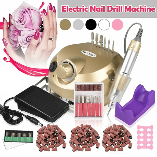 Electric Nail File Drill Acrylic Pedicure Manicure Salon Machine Kit 35000RPM AU