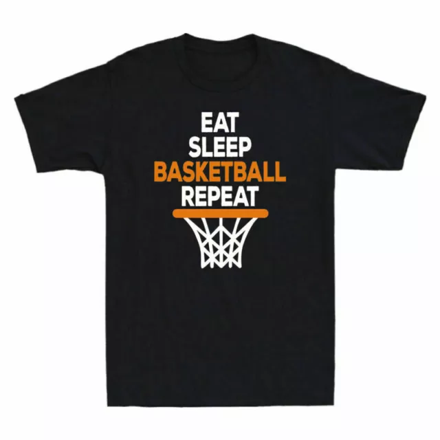 Sleep T-Shirt Short Basketball Sleeve Gift Cotton Eat Funny Repeat Men's