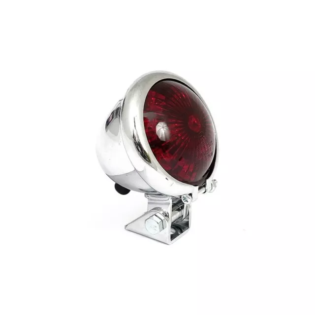 Fanale posteriore bates style cromato lente rossa led