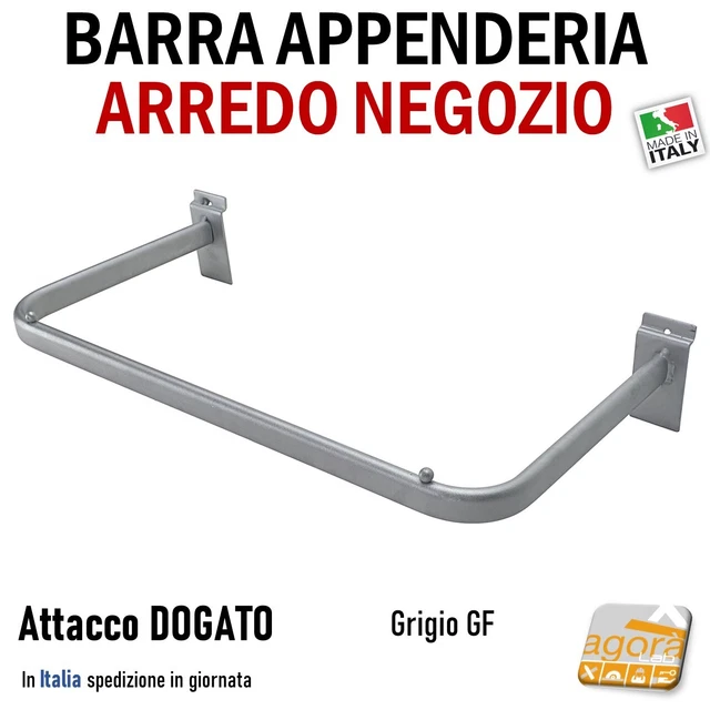 Barra Parete Appenderia  Per Dogato Appendiabiti Porta Abiti Arredo Negozi 60Cm