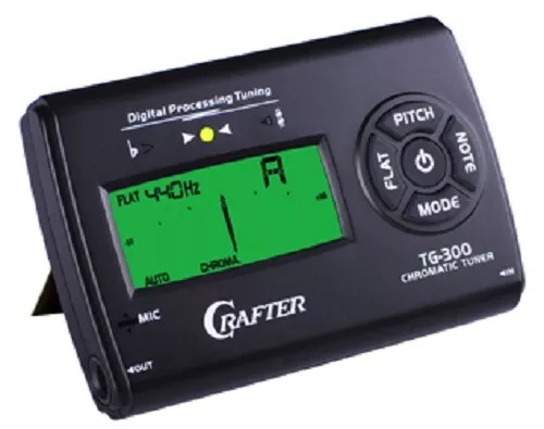 Crafter TG-300 Chromatic Tuner for Guitar, Bass & Violin (Green-On LCD)