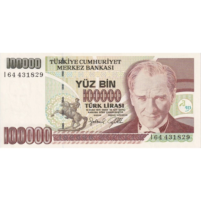 [#149830] Turkey, 100,000 Lira, KM:206, UNC(65-70)