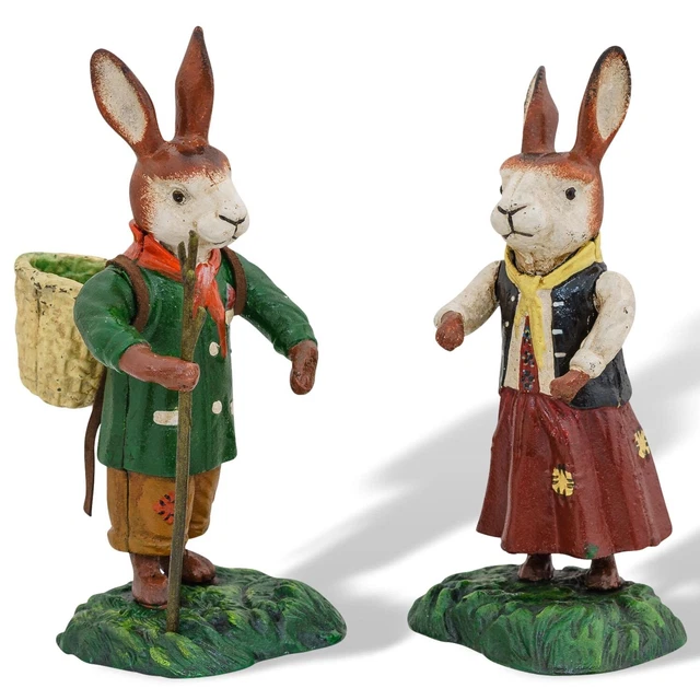 2x lepre ferro 23cm coniglietto di pasqua en stile antico