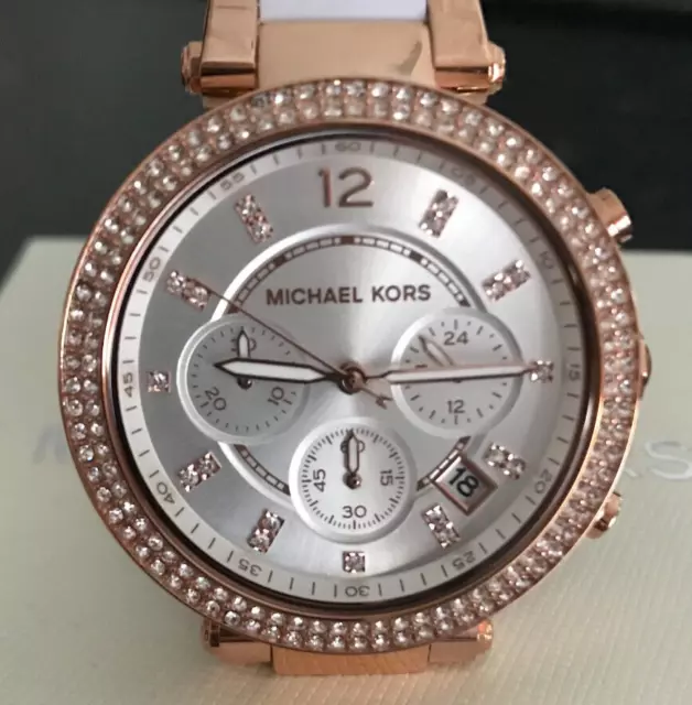 Michael Kors Parker MK5774 Damen Uhr Armbanduhr Rosegold weiß 39 mm NEU