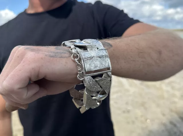 Mens heavy on sale sterling silver bracelets