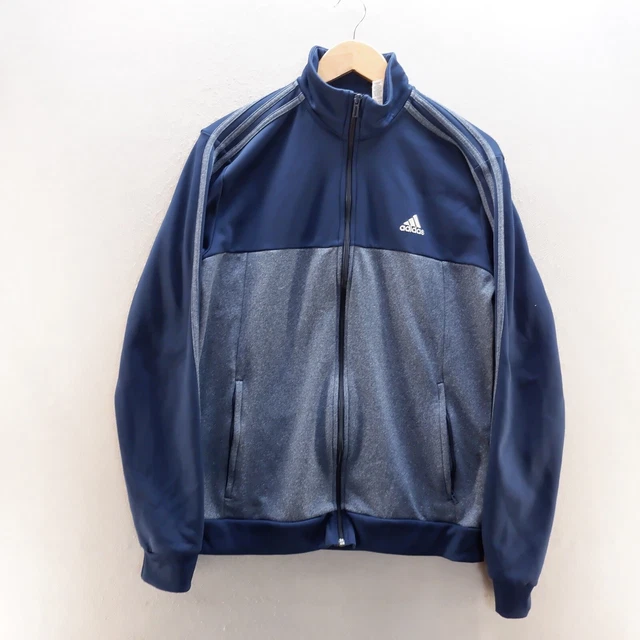 Adidas Track Jacket Grande Logo Blu Cerniera Piena Tuta Allenamento Top Uomo