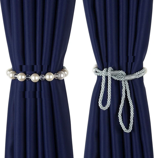 Beautiful Crystal and Pearl Beaded Curtain Holders TieBacks White Set of 4 4