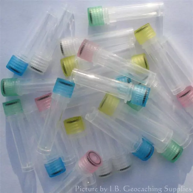50pcs Nano Geocache Containers (O-ring, Plastic Bison Tubes, Cap Color  Choice)