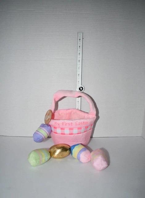Juego de canasta de Pascua de felpa de 6 piezas Mud Pie para bebés niñas #12110357P nuevo con etiquetas