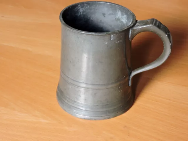 Antique Pewter Pint Tankard