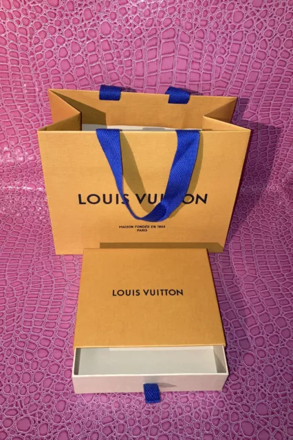 Louis Vuitton Drawer Style Empty Gift Box 7.75”x7.75”x1.5” W/Tissue Paper &  Bag.