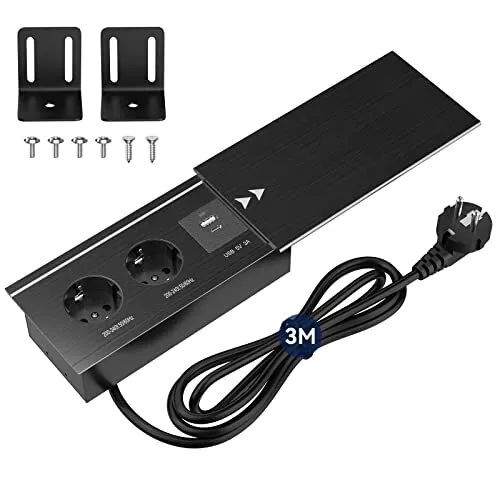 Prise Encastrable Plan de Travail USB C PD20W Aluminium Multiprise Electrique...