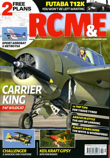 RCM & E, Februar 2019 (Vol.62-2), 2 kostenlose Pläne, Sport Aerobat, Retro F3A - F4F Wildcat