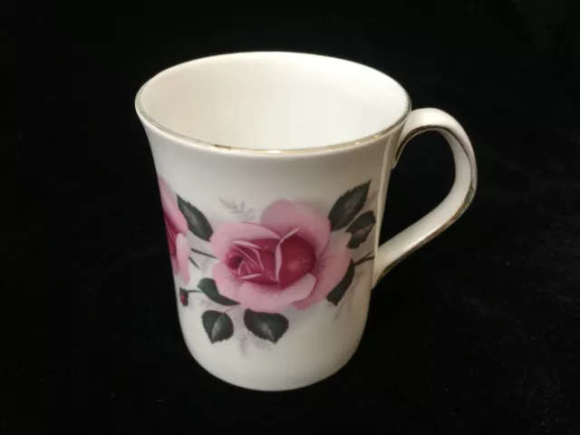 Queen's Rosina England Fine Bone China Pink Rose Mug, 3" Tall x 2 5/8" Dia