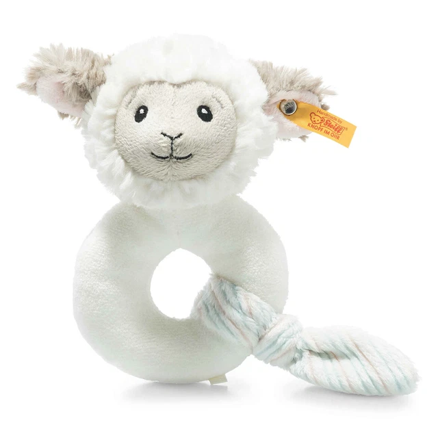 Steiff 242328 Doux Cuddly Amis Lita Agneau Hochet avec Hochet 14 CM Bébé