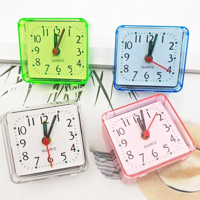 Small Alarm Clocks Beep Travel Office Square Bedside Quartz Travelling Desk N0U6