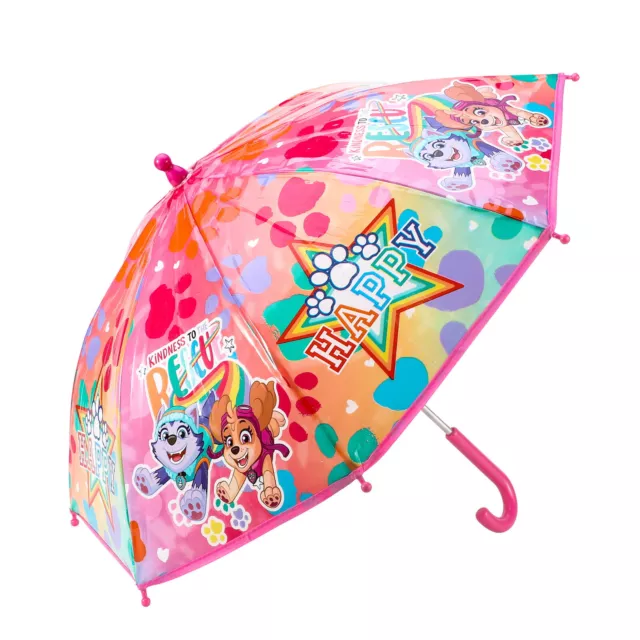 Girls Childrens Pink Paw Patrol Dome Umbrella Brolly Dome Skye Everest Chase