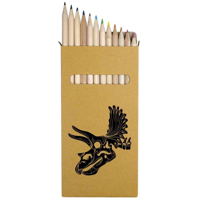12 x 'Triceratops Schädel' lang 178 mm Buntstifte/Bleistift-Set (PE00051137)