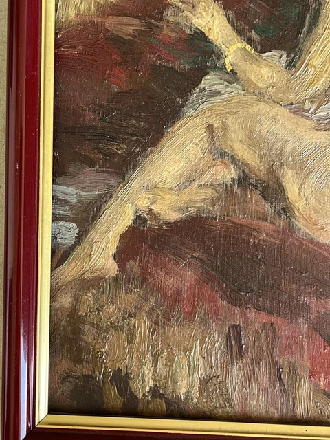 Peinture Cubiste Femme Nue 1940 - Huile Sur Panneau - Style Cubisme - À Identifier - Œuvre D'art