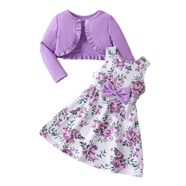 Kids Girls Dress Infant Cardigan Spring Sundress Floral Print Cute Sleeveless