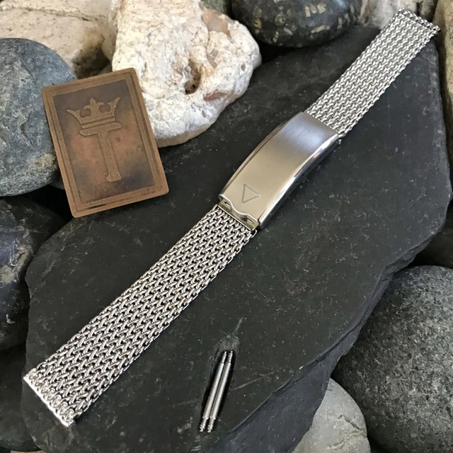 rare Long Stainless Steel Mesh 17.25mm JB Champion USA 60s Vintage Watch Band