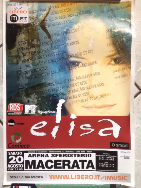 ELISA Toffoli TOUR Poster manifesto originale 50 X 35 Macerata locandina Raro!