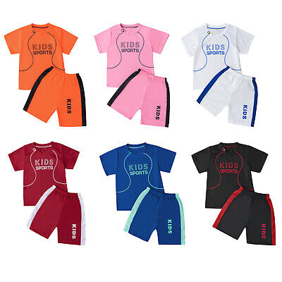 inhzoy Kinder Unisex Trainingsanzug Sportanzug Kurzarm T-Shirt + Kurze Hose Set