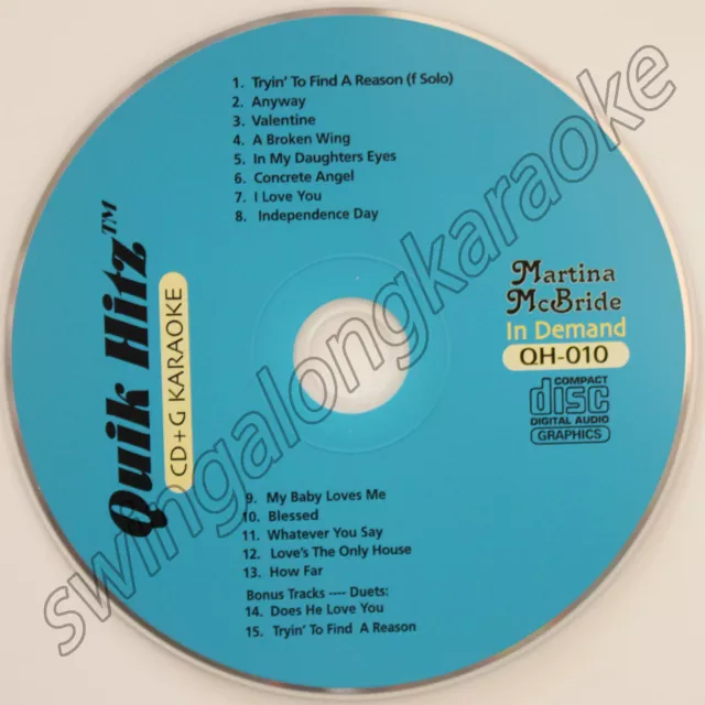 KARAOKE CD+G QH-010 MARTINA McBRIDE QUIK HITS BLESSED,A BROKEN WING,ANYWAY+