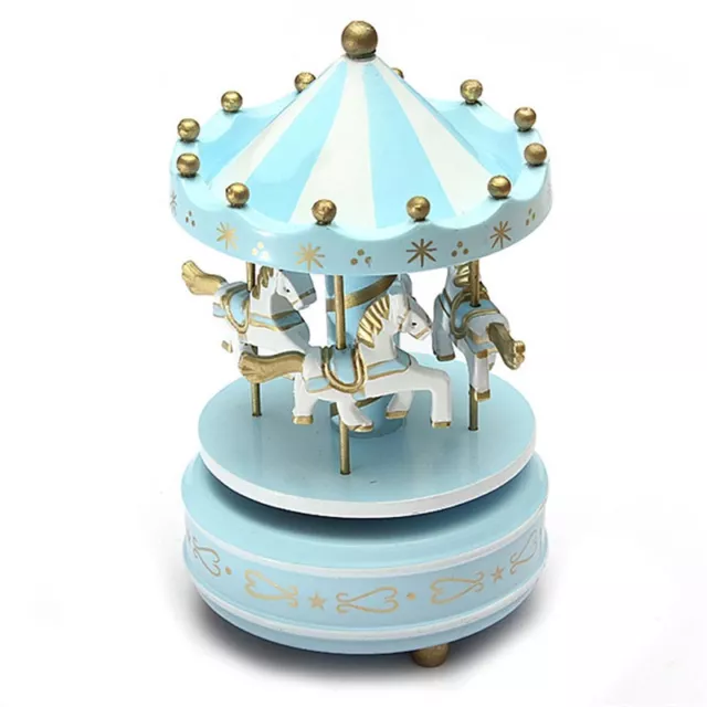 Mobile Carrousel Musical Carrousel Carillon en Bois Chevaux Azur Moc