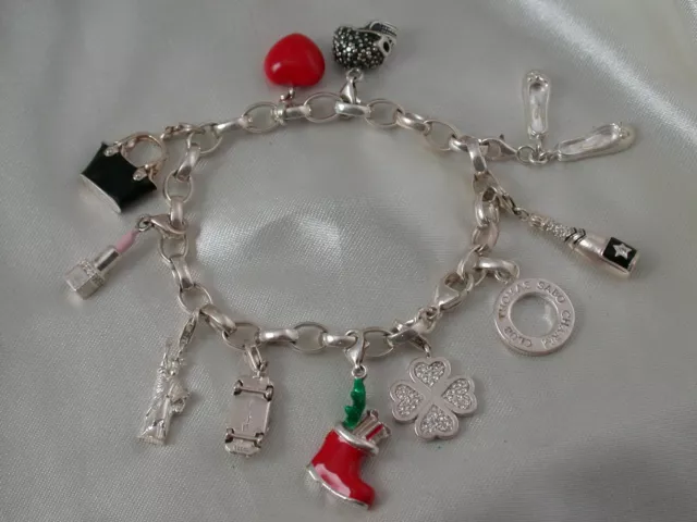 Thomas Sabo Bettelarmband aus Sterlingsilber mit 10 Charms z.T. rot emailliert