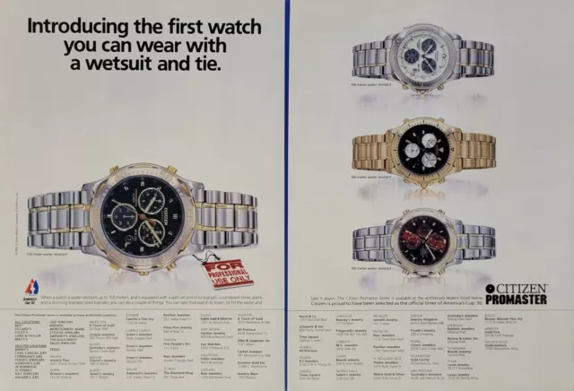 1992 Vintage 2 Page Print Ad - Citizen Watch Ad - Citizen Promaster Watch Ad