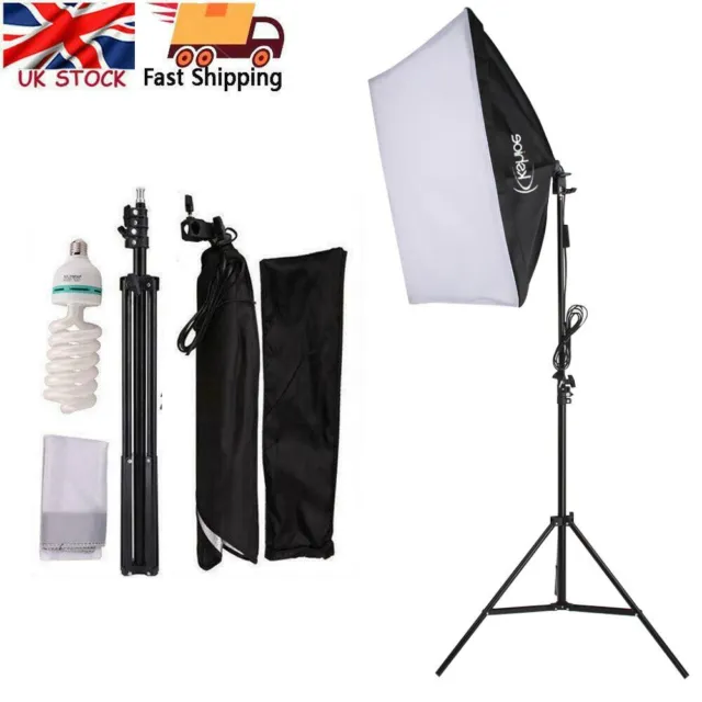 Photo Studio 135W Soft Box Continuous Lighting Softbox Light Stand Kit Set + Bag