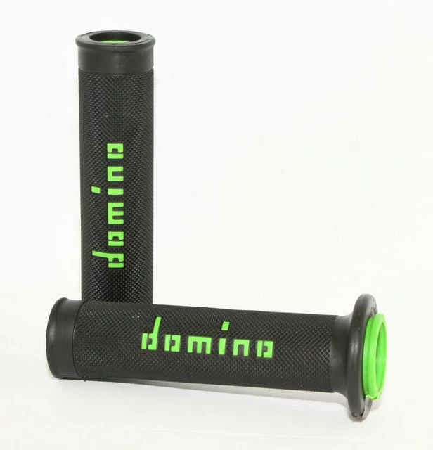 PAIR OF 2 DOMINO RACING KNOBS Black/Green - Super Soft Grips 126mm For Kawasaki Ninja