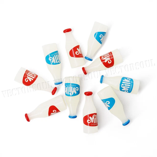 1:12 Miniature 10Pcs Milk Bottle Set Dollhouse Kitchen Accessories Decor