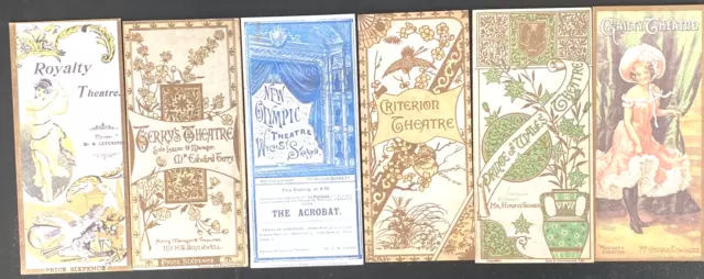 6 Victorian Theatre program greeting cards w/envelopes tri-fold 11x8"