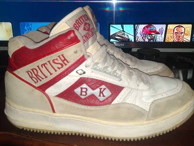 RARE 1980S BK British Knights High Tops Shoes Red White Grey Size