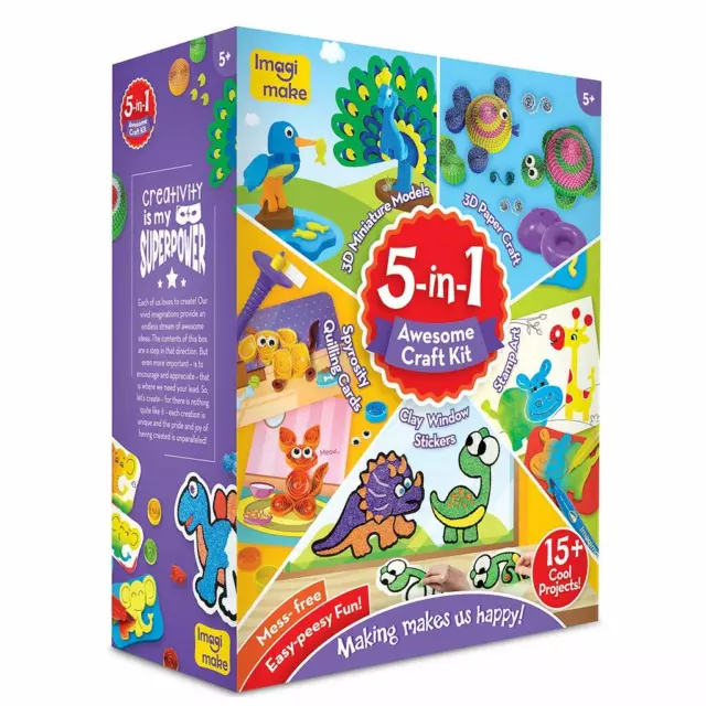 5-in-1 Awesome Craft Kit - Creative DIY Set for Kids of 5 Years & Above