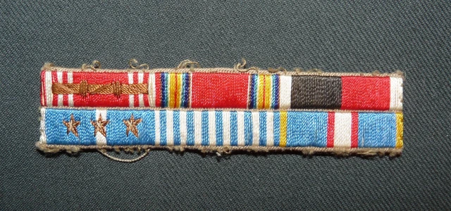 ORIGINAL WW2/OCCUPATION/KOREAN WAR Hand-Embroidered Six Ribbon Rack £14 ...