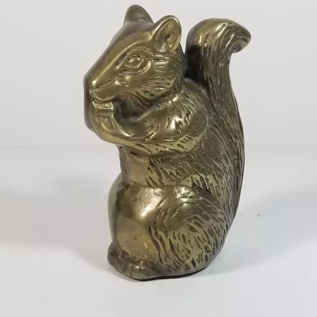 Vtg Small Brass Molded Squirrel 3.75" Figurine