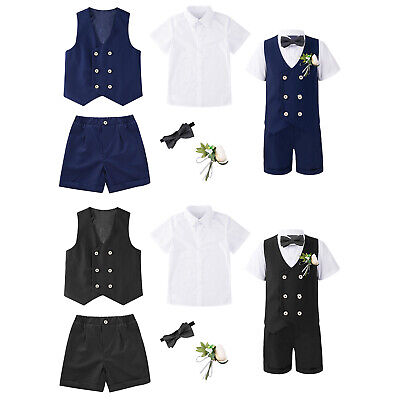 Babys Gentleman Kurzarm Hemd Fliege Krawatte West Shorts Anzug Hochzeit Outfits
