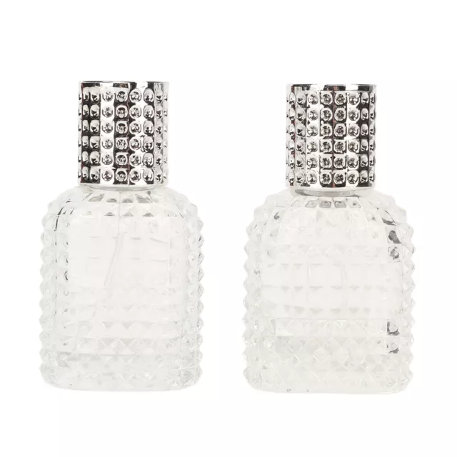 2pcs Perfume Spray Bottle Thick Glass Grids Pattern Transparent Refillable E AUS