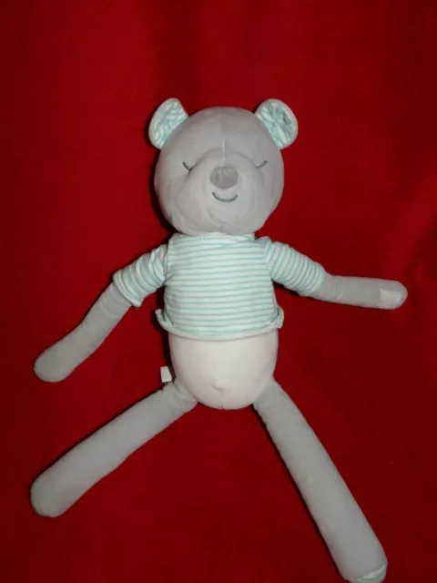 Doudou Peluche Obaibi Okaidi Souris Blanche Grise Pull Rayé Bleu