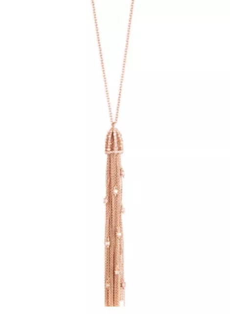 Alexis Bittar Cascade Crystal Tassel Necklace Rose Gold Plated $155 36” New Edgy