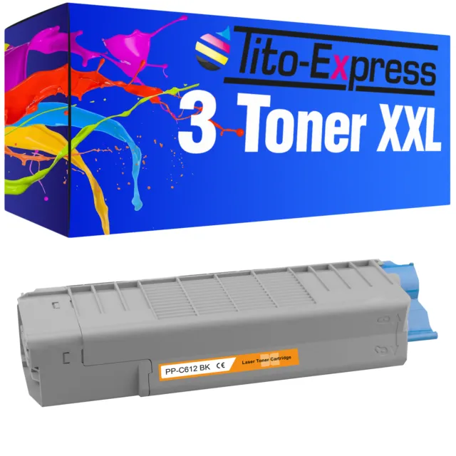 Laser Toner Kartuschen Toner Patronen PlatinumSerie 3x Black für OKI C612 C 612