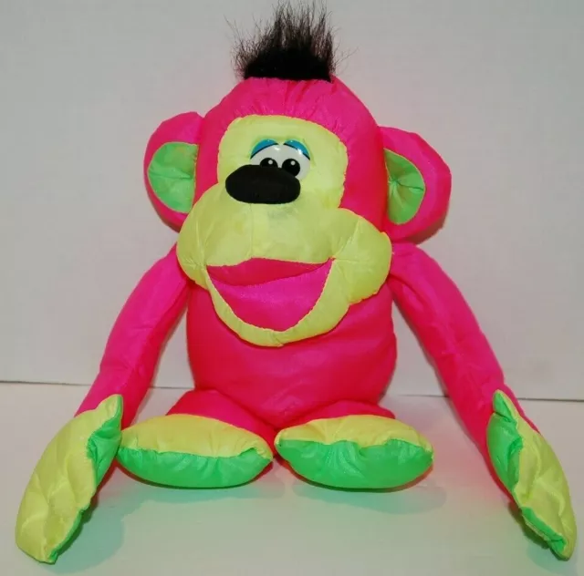 Fisher Price Puffalumps Monkey Wild Thing Neon Pink Gorilla Chimp 1994 Vtg Plush